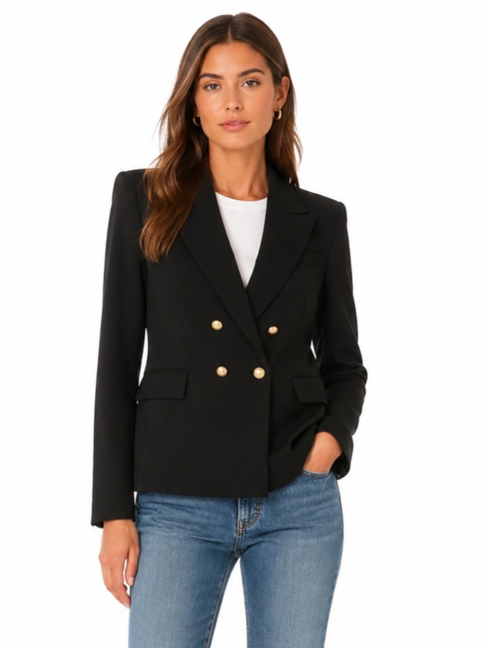 Mango Classic Black Double-Breasted Blazer Jacket